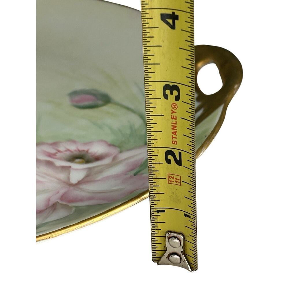 Vintage Hand Painted Pink Floral Cake Plate Tea Set Tray Germany Signed Harvey - Picture 8 of 10